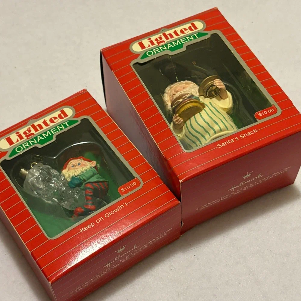 Lot of 17 Vintage Hallmark Keepsake Santa Ornaments Gym Taxi Baseball 1980s